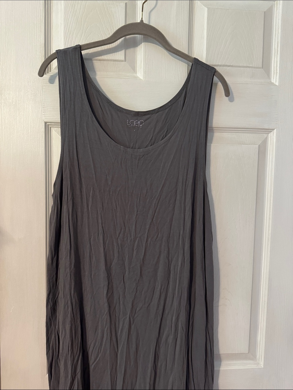 LOGO Gray Sleeveless Scoop Neck Women's Tank Top